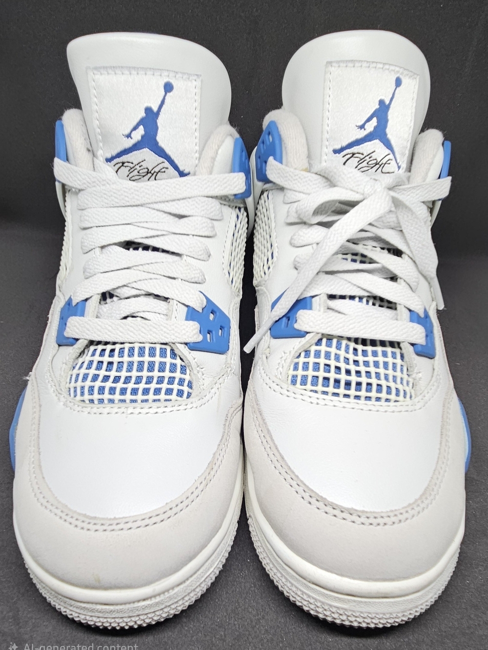 Gently Used, Air Jordan 4 Retro (GS) White and Blue Basketball Shoes Sz. 5Y